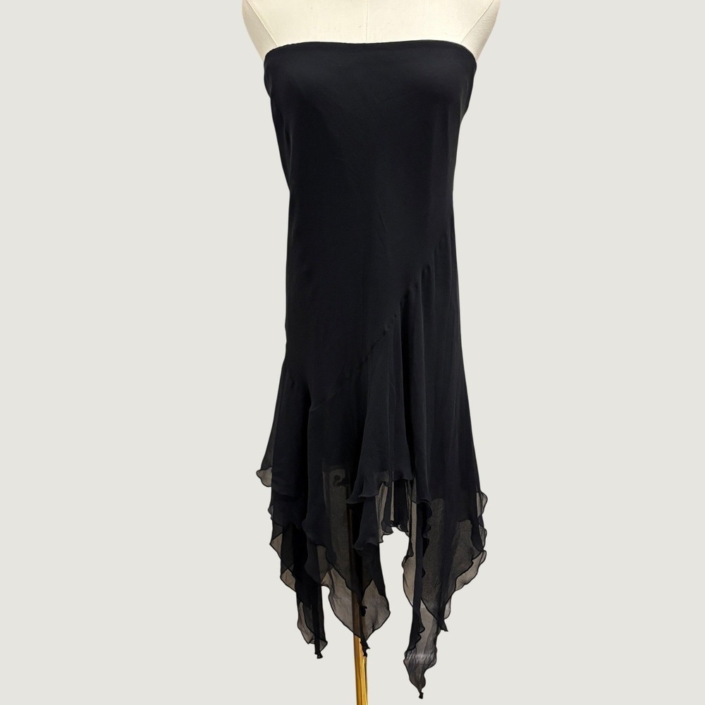 Y2K Morrell Maxie Black Silk Strapless Handkerchief Jellyfish Skirt or Dress 8